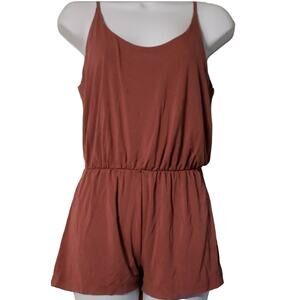 Forever 21 Light Rust Spaghetti Sleeve Shorts Romper Size Small